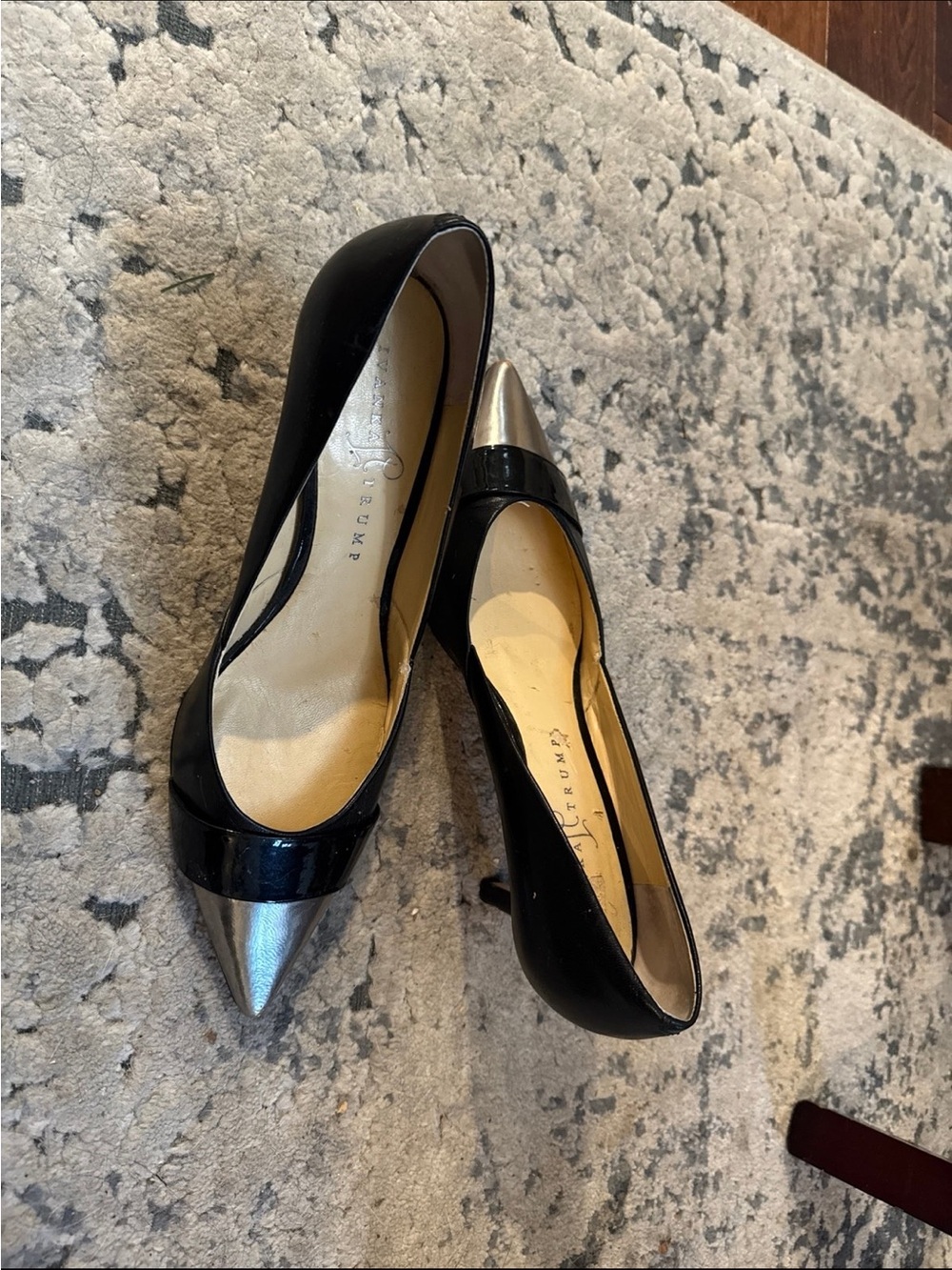 Ivanka Trump Black Pumps with Silver Pointed Toe Cap